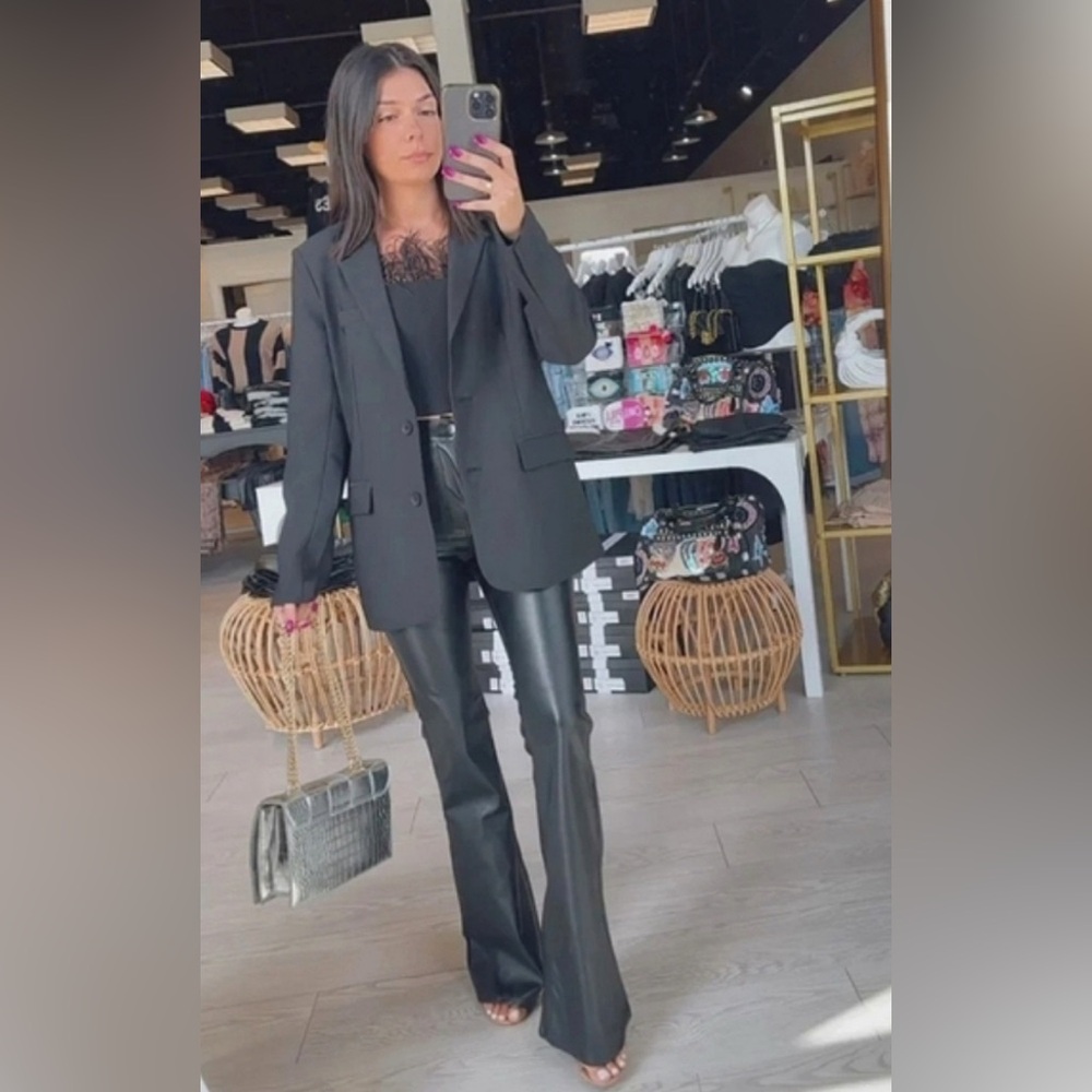 Zara Faux Leather Flared Pants - Picture 12 of 12
